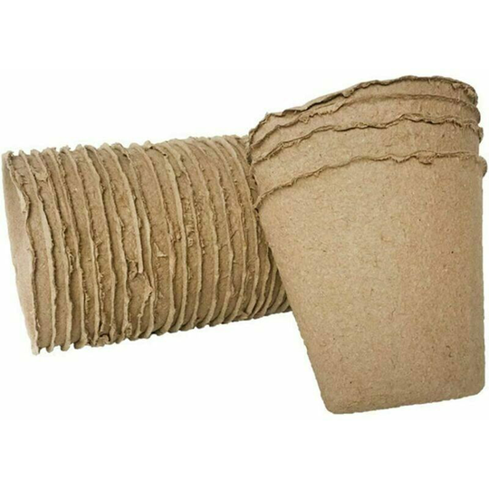 Qersta - 100 Pack Biodegradable Brown Garden Planter Pots