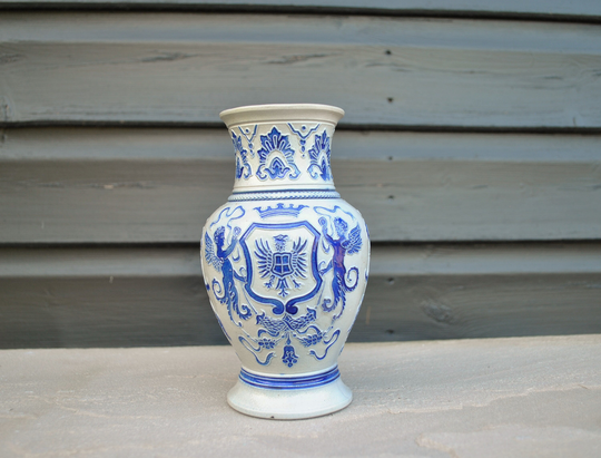Vintage Salt Glaze Small Vase - Gerz Westerwald German Pottery Coat Of Arms