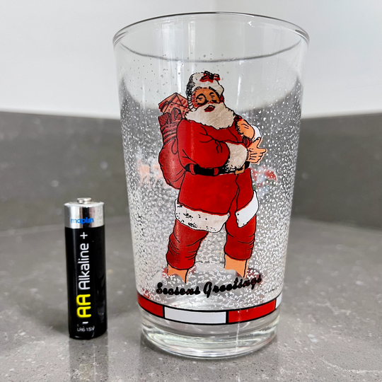 Vintage Seasons Greetings Father Christmas Drinking Glass