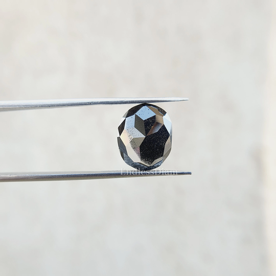 2.80Ct Oval Rose Cut Salt & Pepper Loose Moissanite, Grey Moissanite For Engagement Ring, Colored Anniversary Gift