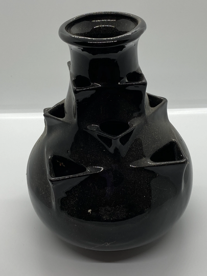 Vintage Glossy Black Succulent Planter