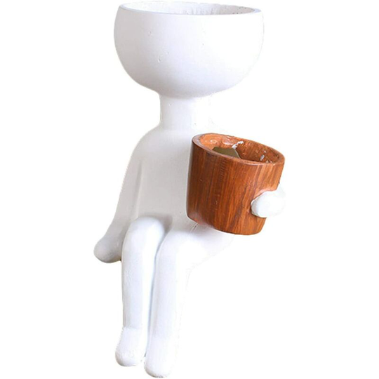 Outdoor vase human shape resin flower pot garden decoration of dried flowers vase surface retro carved flower pot desktop home furnishing gift floral