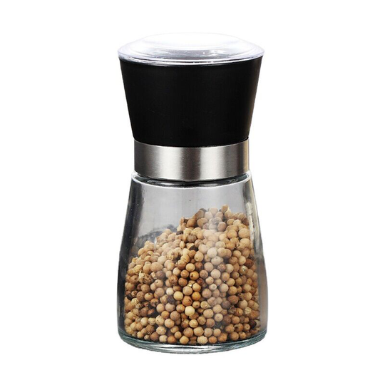 Salt And Pepper Grinder With Plastic Lid And Tempered Glass Bottle