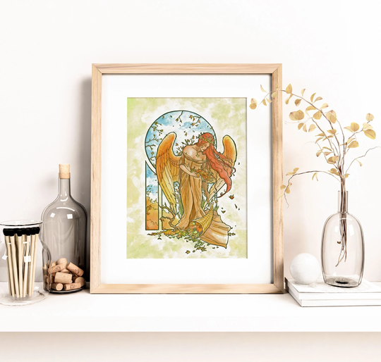 Angel Of Autumn Harvest Goddess With Wheat Crown & Cornucopia Angels The Seasons Series Mucha Inspired Art Nouveau Fine Print