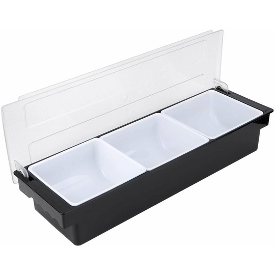 Seasoning Box with Lid Seasoning Storage Container Bar Condiment Holder Fruit Dispenser(Three Grids)