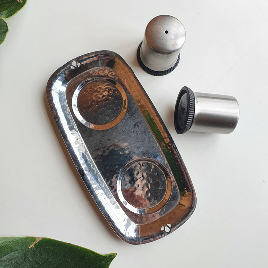 Retro 70's Stainless Steel Salt & Pepper Shakers - Midcentury - Dining - Kitchen
