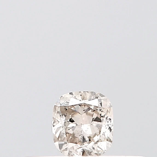 Ooak 0.10Ctw/2.9mm Clear Brown Salt & Pepper Cushion Shape Faceted Double Cut Diamond Loose, Natural Untreated For Ring, Dds704/23
