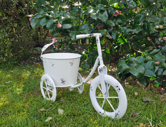Handmade 36cm Plant Stand Vintage Rustic White Bike Metal Planter Flower Plant Bicycle Pot Outdoor Indoor Ornament Statue Gifts