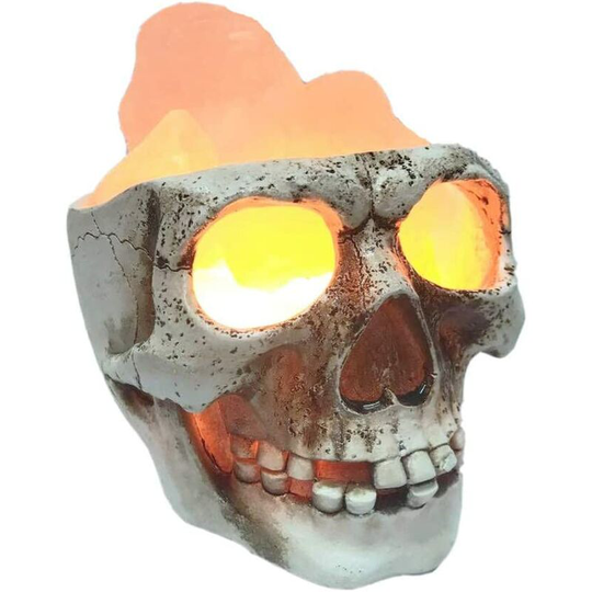 3D usb Skull Himalayan Salt Lamp, led Adjustable Skull Lamp with Dimmer Switch, Halloween Skull Light,Purifying Desk Lamp