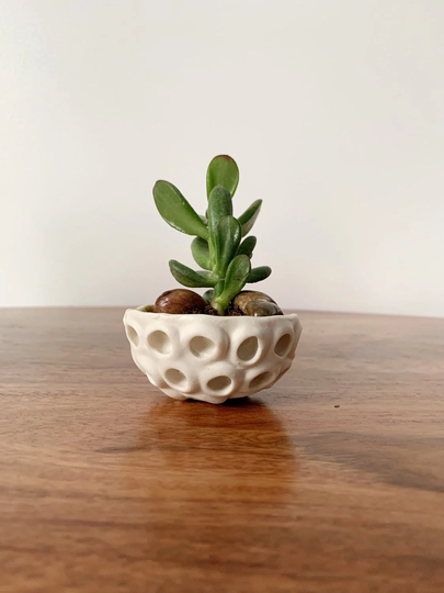 Little Lotus Bowl, White - Pinch Salt Dish, Ceramic Ring Small Porcelain Bowl