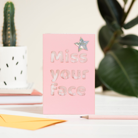Miss Your Face Eco Seed Card, Thinking Of You Laser Cut Card