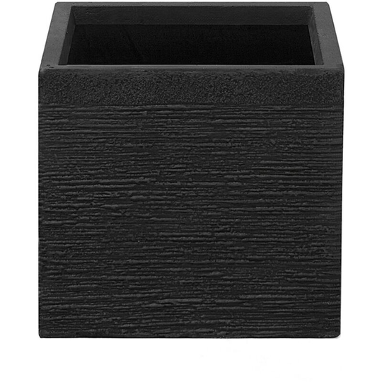 Garden Outdoor Plant Pot Planter Geometric Square Stone 30x30x28 cm Black Paros - Black