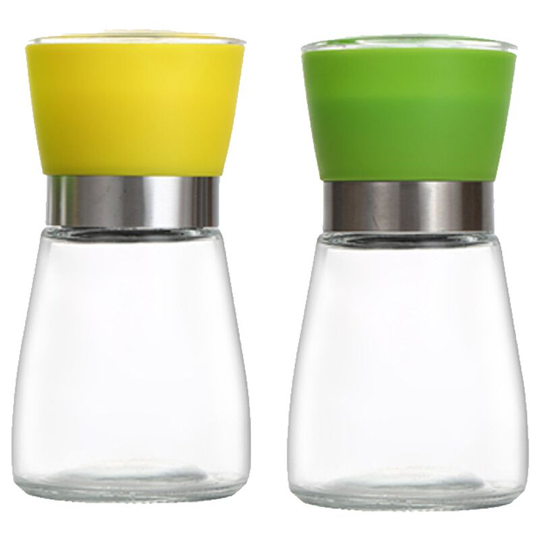 Salt And Pepper Grinder Set (4 Pcs)-Durable Stainless Steel Salt And Pepper Grinder-Spice Grinder yellow + green
