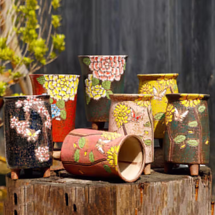 Designer Hand Painted Ceramic Planter, House Warming Gift, Succulent Pots, Flower Plant Home Garden, Gift For Mum Nanna