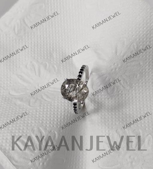 2.30Ct Salt & Pepper Oval Cut Diamond Engagement Wedding Ring in 925 Sterling Silver, Pepper Ring, Gift For Women, Valentines