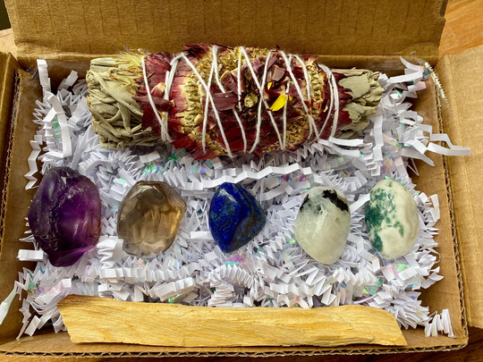 Virgo Crystal Kit, Zodiac Gift Set, Astrology Box, Smudging Kit