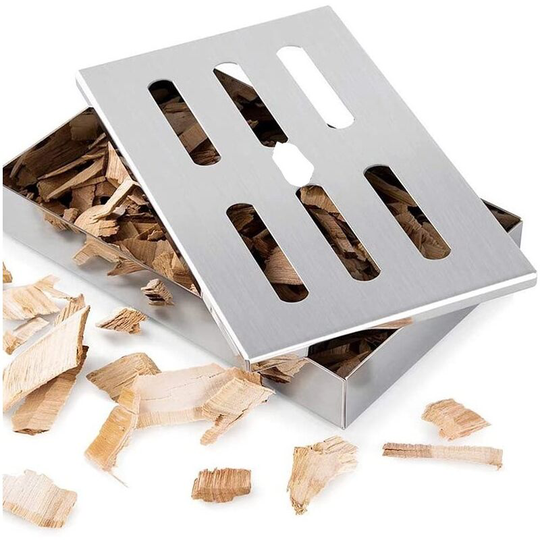 Bbq smoker box, stainless steel cigarette box, gas grill or charcoal grill accessories