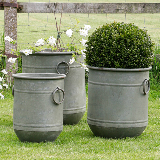 Grey Green Metal Planter