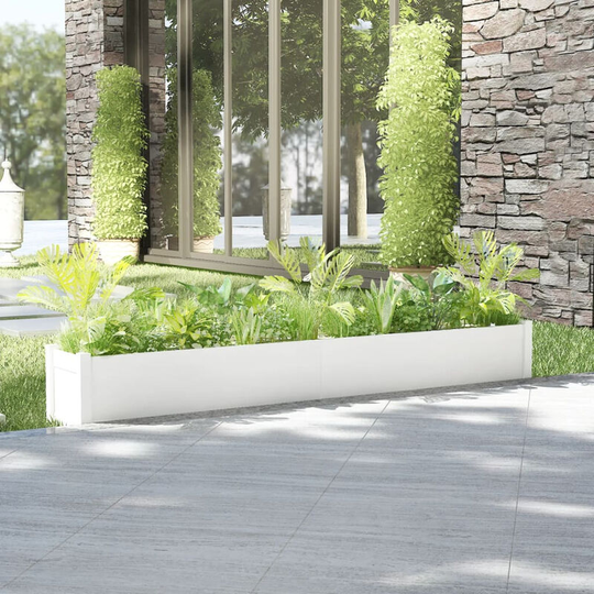 Asupermall - Garden Planter White 200x31x31 cm Solid Pinewood