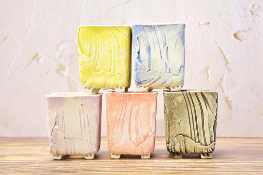 Square Handmade Pots - Succulent Planters Ceramic Garden Design Accessory