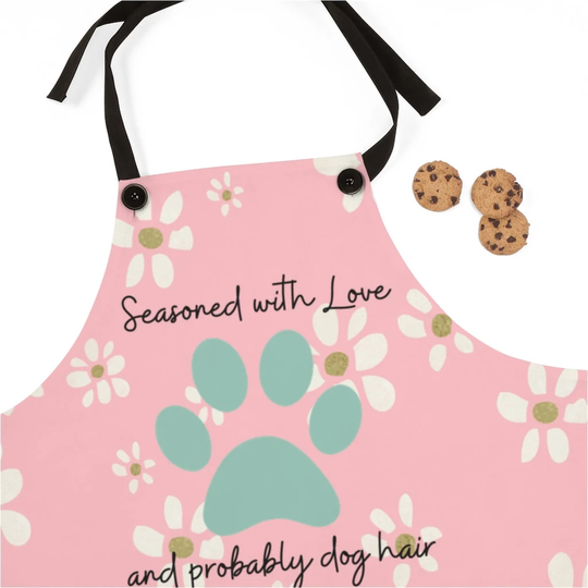 Dog Owner Paw Print Seasoned With Love & Probably Hair Apron