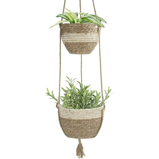 Soekavia - Indoor hanging flower basket, natural seaweed flowerpot, beige
