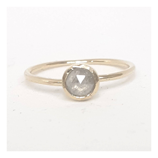 Rosecut Salt & Pepper Diamond Solitaire Ring
