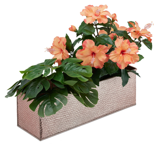 Window Box For Interior, Planter, Metal Cachepot For Flower- and Herb Pots, Rectangular Tub, Copper - Relaxdays