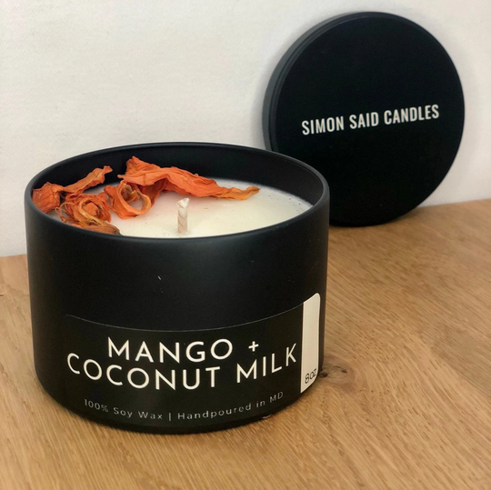 Mango + Coconut Milk | 8Oz Sleek Matte Black Candle 100% Vegan Soy Wax Cotton Wick Hand-Poured in Maryland