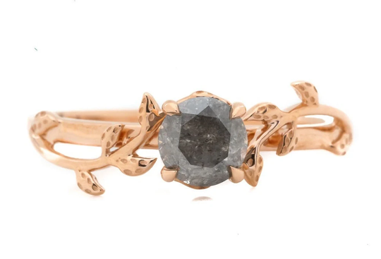 Salt & Pepper Diamond Ring Natural Round Cut Gray For Anniversary Alexandrite Gift Her