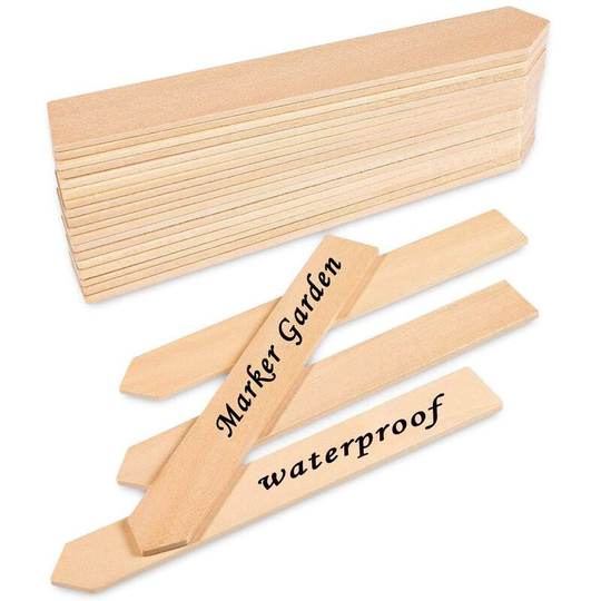 50pcs Wooden Plant Tags, Waterproof Pointed Wooden Plant Sign Tags Eco-Friendly Garden Markers for Potted Seeds Herbs Flowers Vegetables (15 x 2cm)