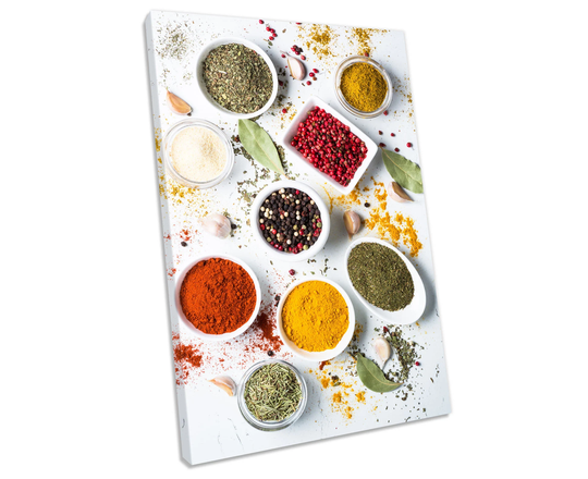 Spices Bowls Kitchen Framed Canvas Wall Art Portrait Picture Print