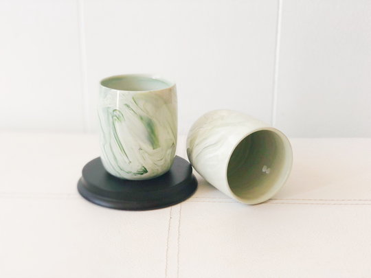 Marbled Ceramic Pot | Small Succulent Modern Planter Marble Indoor Gardening Minimalist Decor Unique Gift