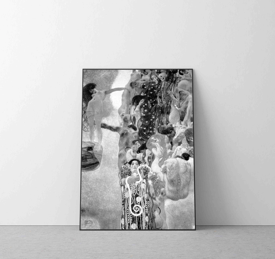 Gustav Klimt Medicine Black & White Poster Print, Retro Wall Art Premium Exhibition Quality Home Decor