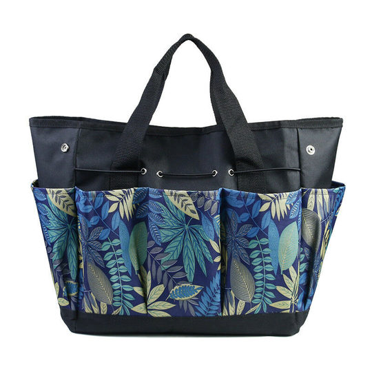 Canvas gardening tool bag, heavy gardening bag, vegetable and herb garden hand tool storage bag, excluding tools (black and blue)