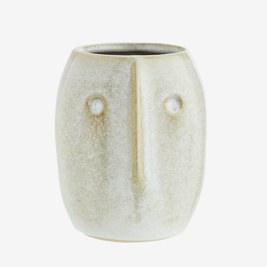 Small White Head Planter - Ceramic Face Plant Pot Unique Modern Boho Cactus Indoor House Succulent Hani