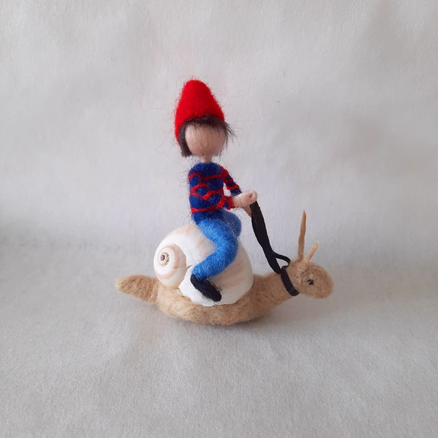 Felted Snail Rider/Child Felt Seasonal Table Decoration Natural Gnome Felted Fall