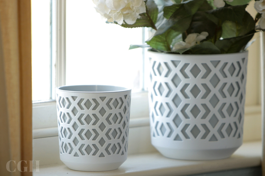 Aztec White/Grey Indoor Planter Set 14cm/19.5cm - Gift
