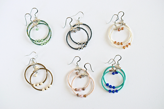 Beaded Hoop Earrings, Seed Beads Earring Circle, Small
