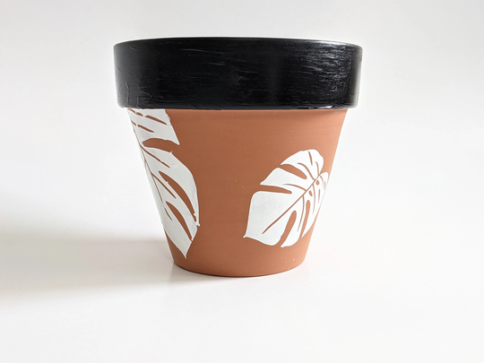 Monstera Leaf Pot | Hand Painted Terracotta