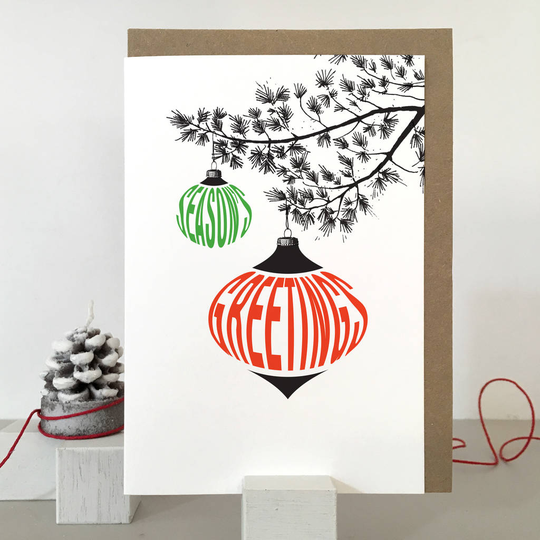 Season's Greetings Christmas Card In A Retro Style
