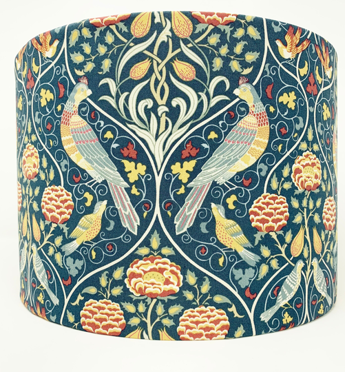 Morris Lampshade, Seasons By May Birds Blue, Art Nouveau Lamp Shade Light Shade, For Table Or Standard Lamps Ceiling Lights