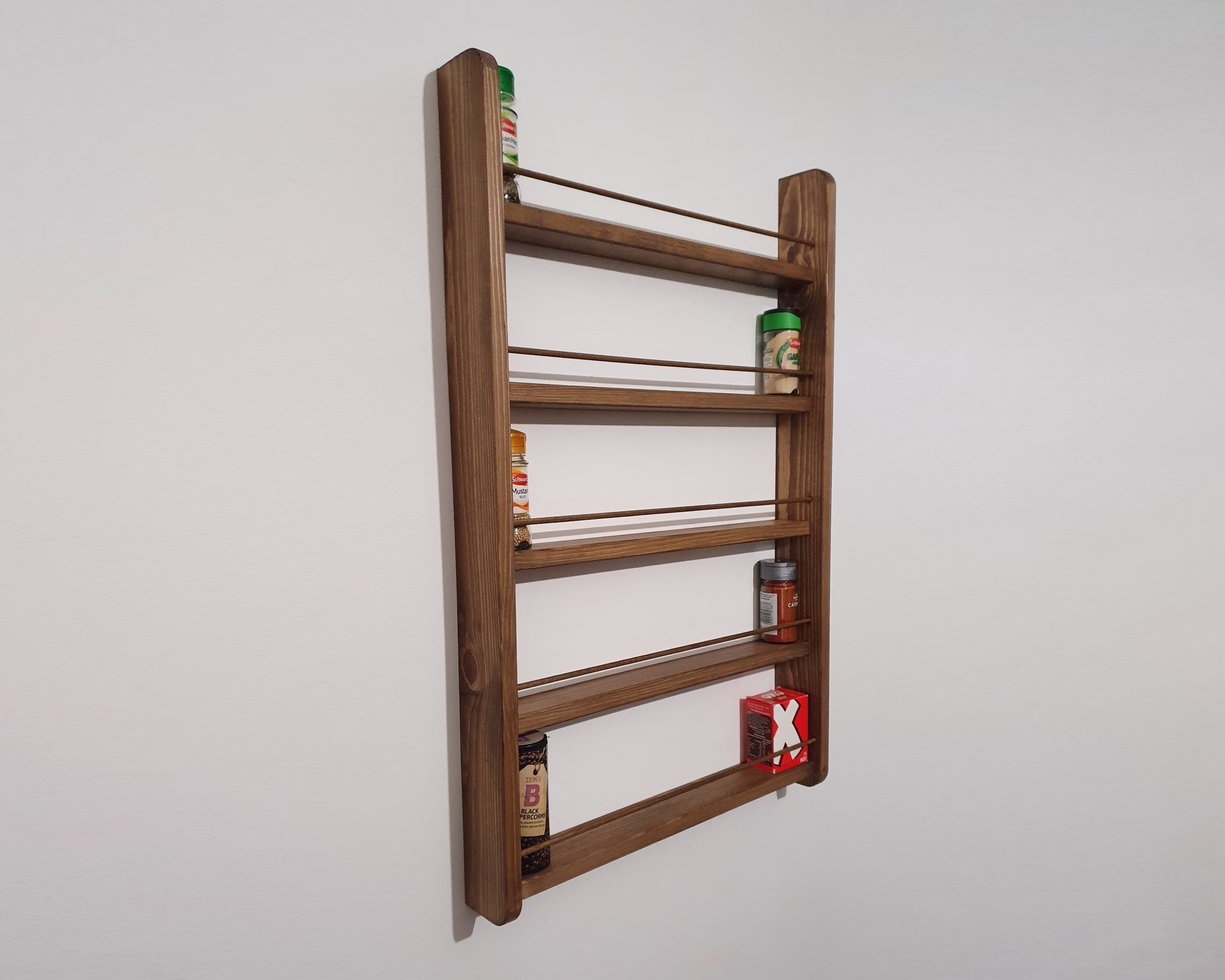 Spice Rack Rustic 2-5 Shelf Wall Mountable Kitchen Storage