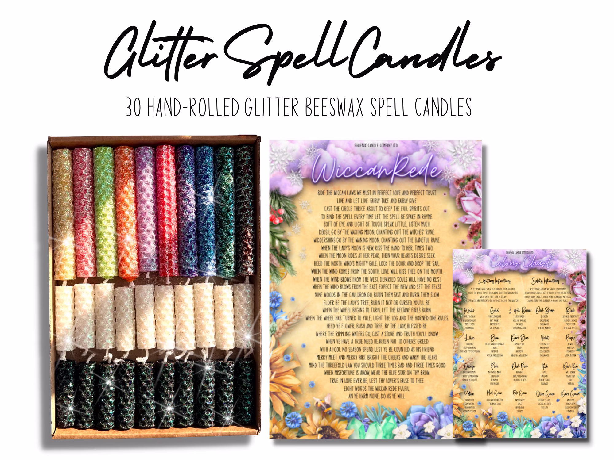 30 Pack Of 2 & 4 Inch Glitter Sparkle Beeswax Spell Candles | Assorted Colours Unscented Hand-Rolled Burn Time 35 80 Mins