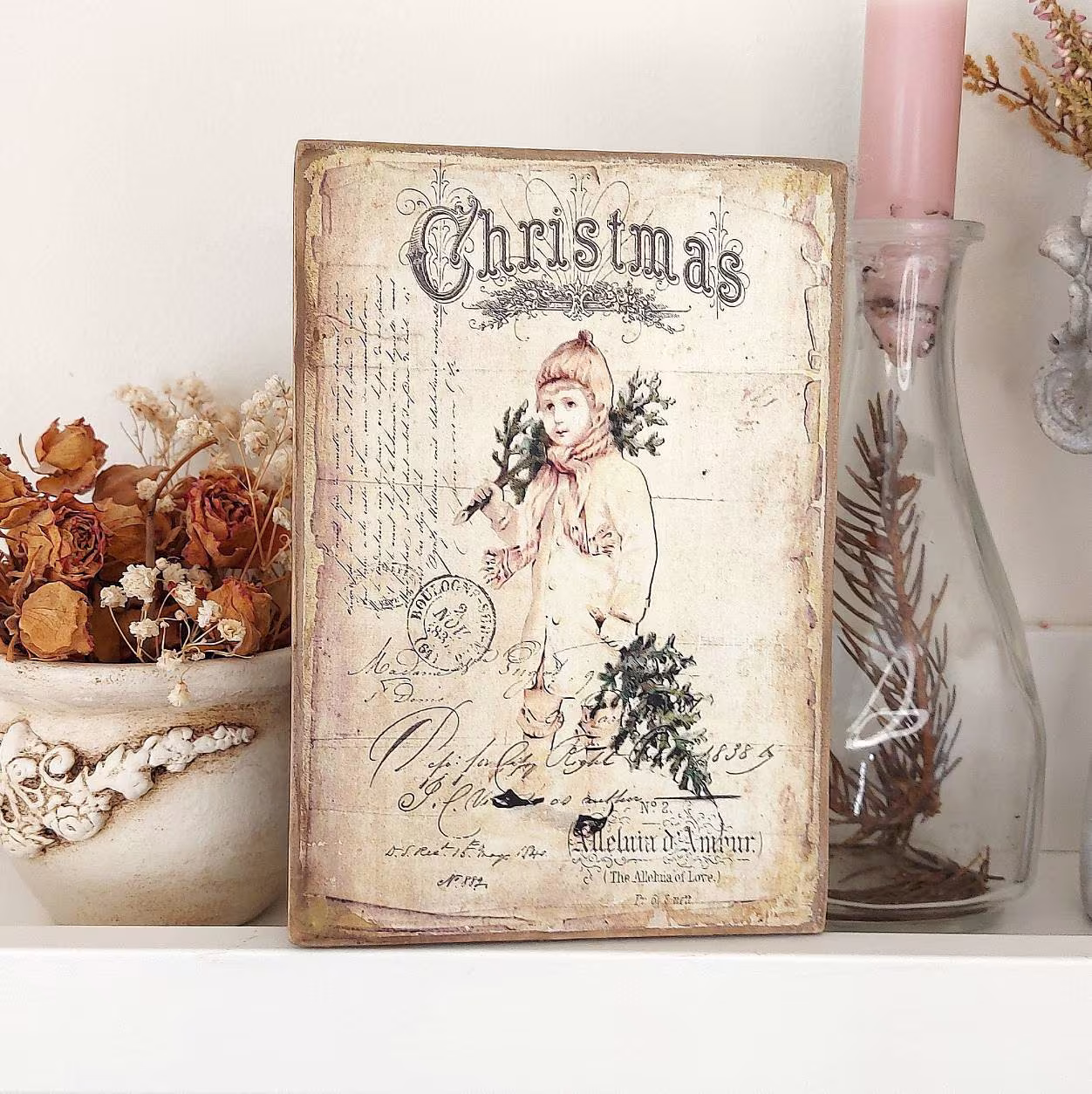 Retro Christmas Tiered Tray Wood Sign, Holiday Shelf Or Mantle Decor, Xmas Plaque, Farmhouse Seasonal Quote, Country Block Sign