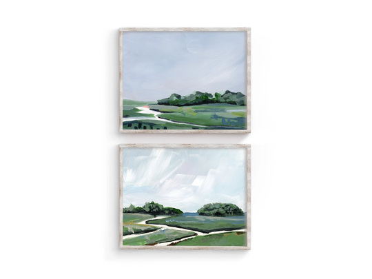 Salt Marsh Print Set, Coastal Landscape Prints, Painting, Coastal Wall Art, Modern Decor, Art Print Set, Set Of Beach