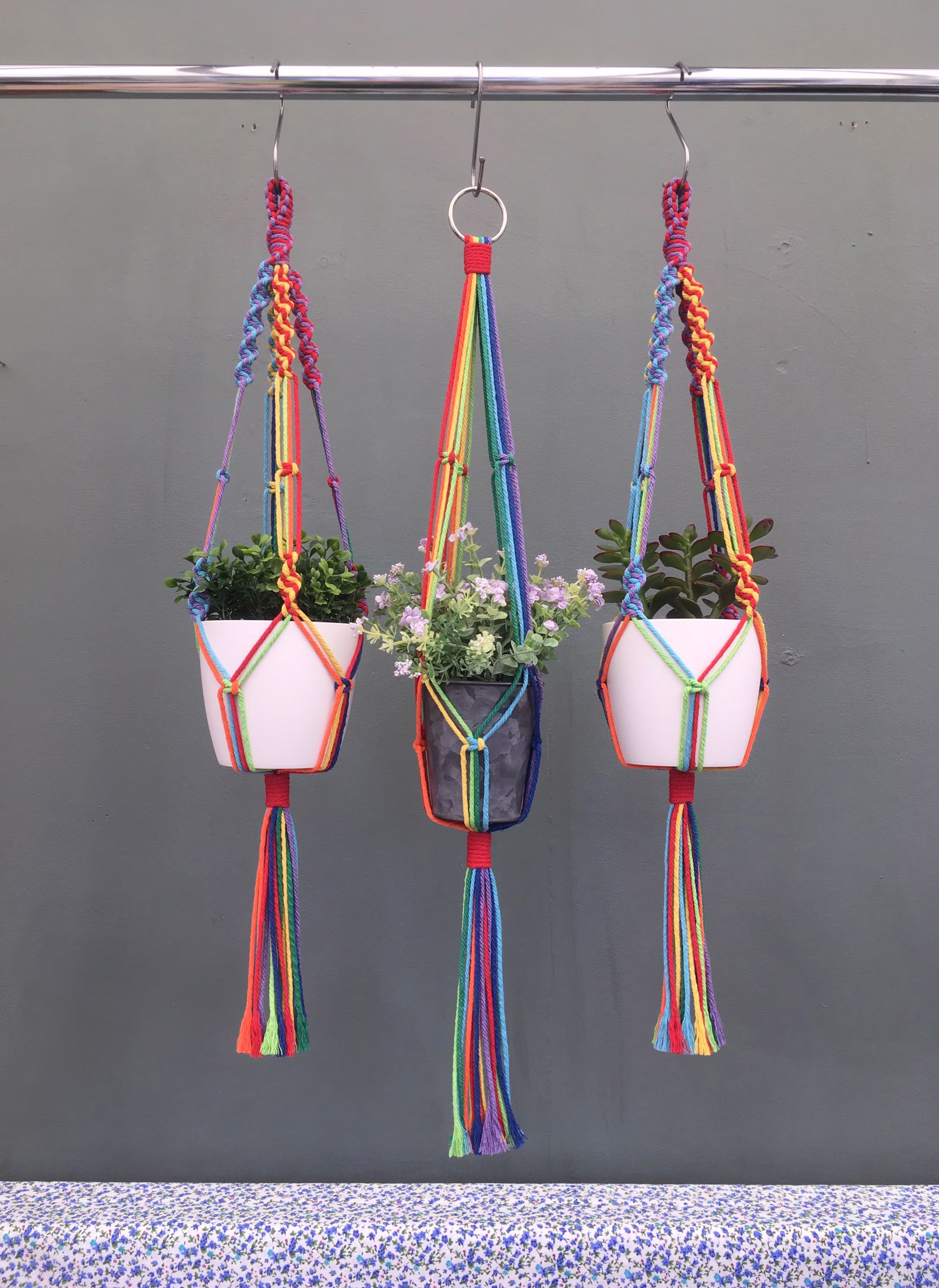 Macrame Plant Hanger/ Macrame Rainbow/ Rainbow Christmas Gift/ Hanging Planter/ Pride Home Decor