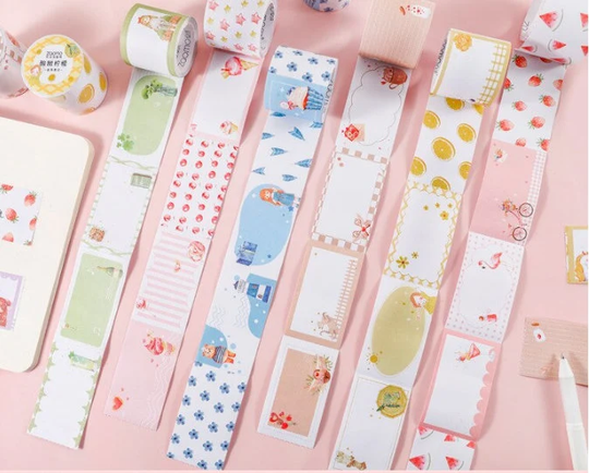 Fall, Season Love. Sticky Notes Roll. Stickers. Memo. Stationery. Hearts, Cat