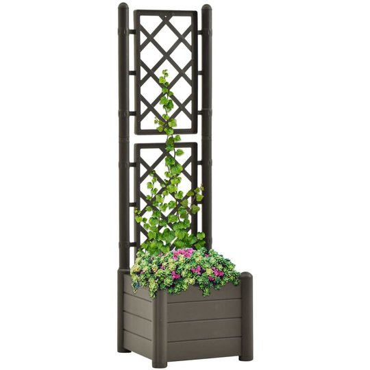 Garden Planter with Trellis 43x43x142 cm pp Anthracite FF313981_UK - Topdeal