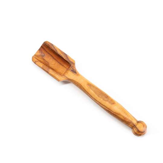 Modern Olive Wood Salt Spoon | Carved in Tunisia Small Handmade Wooden Scoop For Sugar, Herbs, Spices Rustic Kitchen Gift